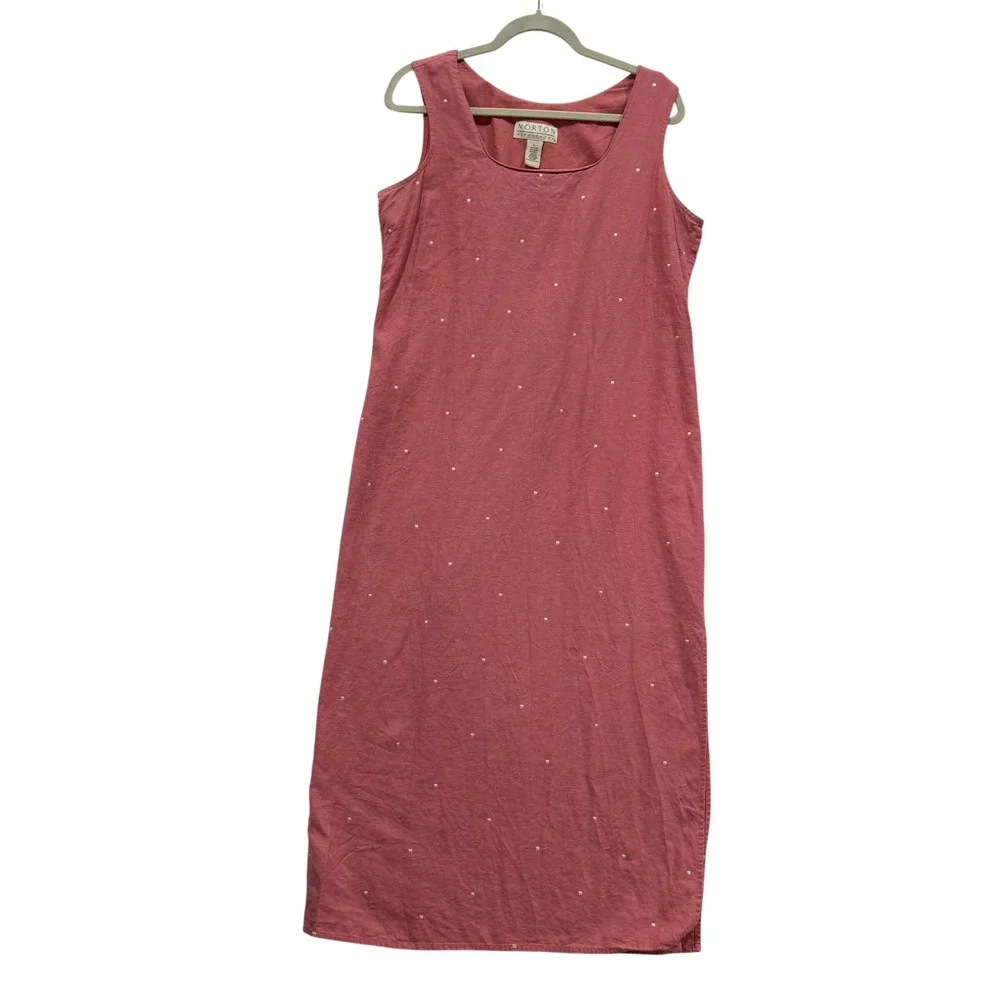 Lagenlook Y2K Norton McNaughton Cottagecore Pink Linen Blend Shift Dress LL